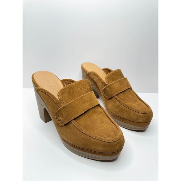 Splendid Shoes Vina Platform Clogs Size 10 Tan Suede Slip‎ On Heel New - Picture 1 of 11